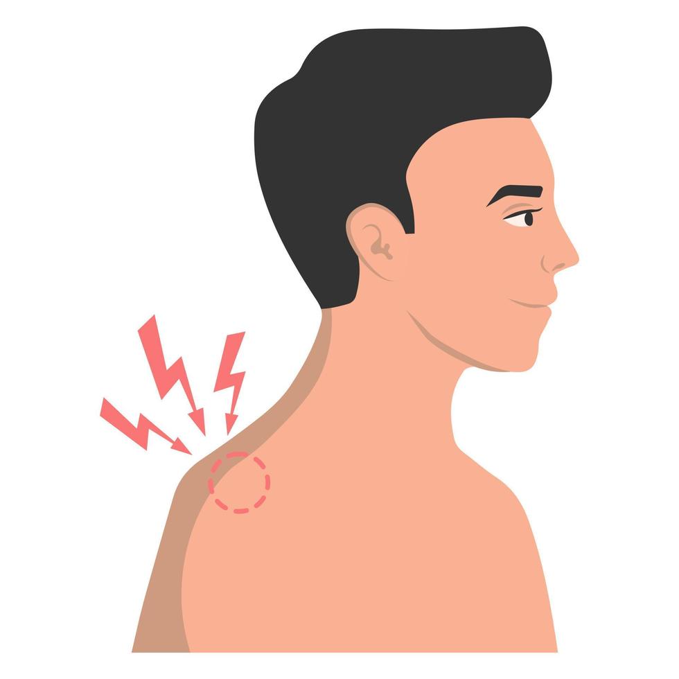 Muscle pain as a symptom of a virus, flu, cold. Vector illustration.