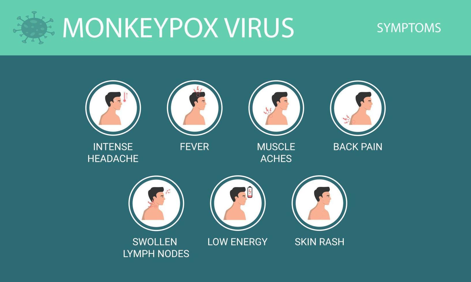 Monkeypox. Infographic of monkeypox symptoms. Vector illustration.