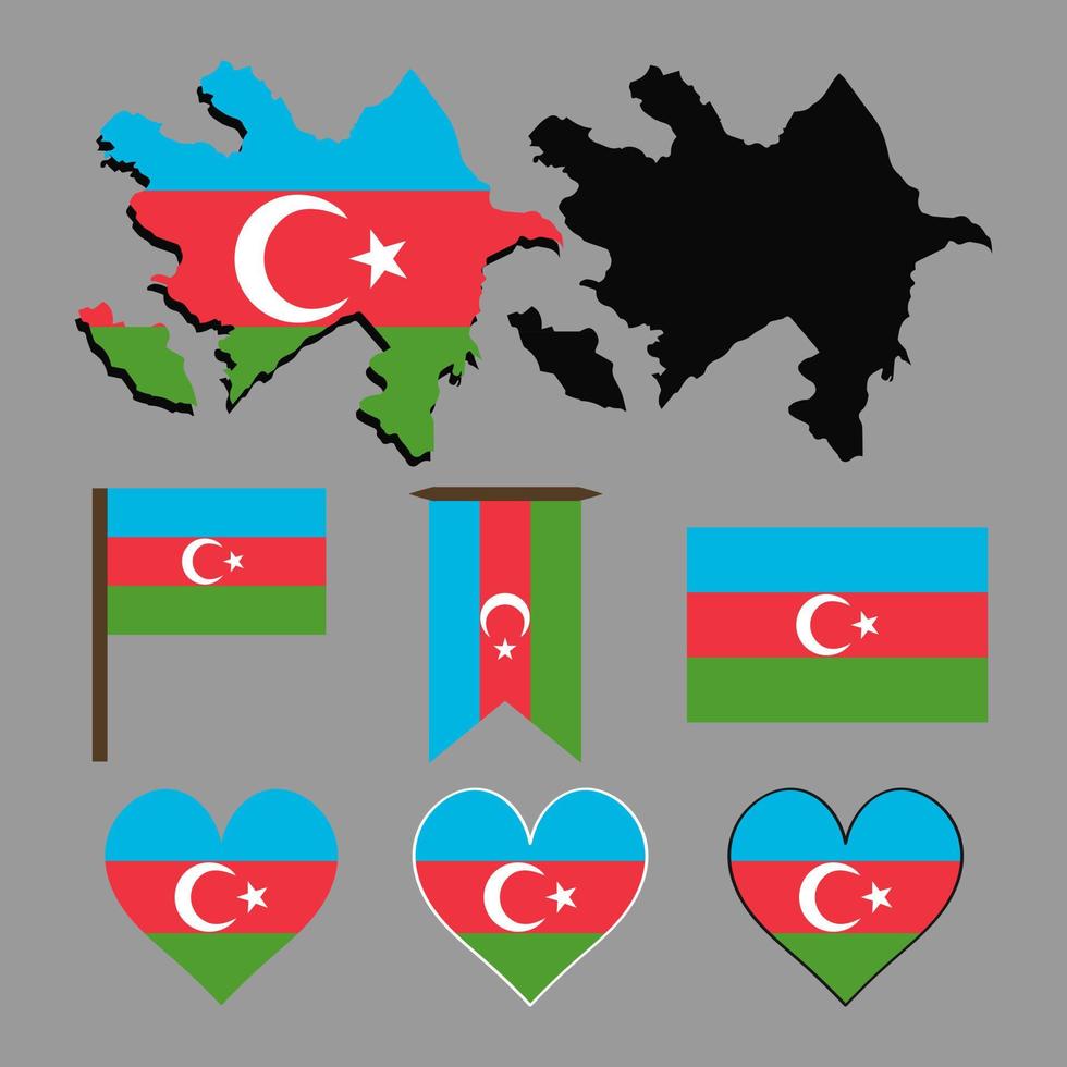 Azerbaijan. Map and flag of Azerbaijan. Vector illustration