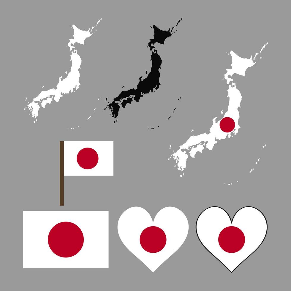 Japón. mapa y bandera de japón. ilustración vectorial vector