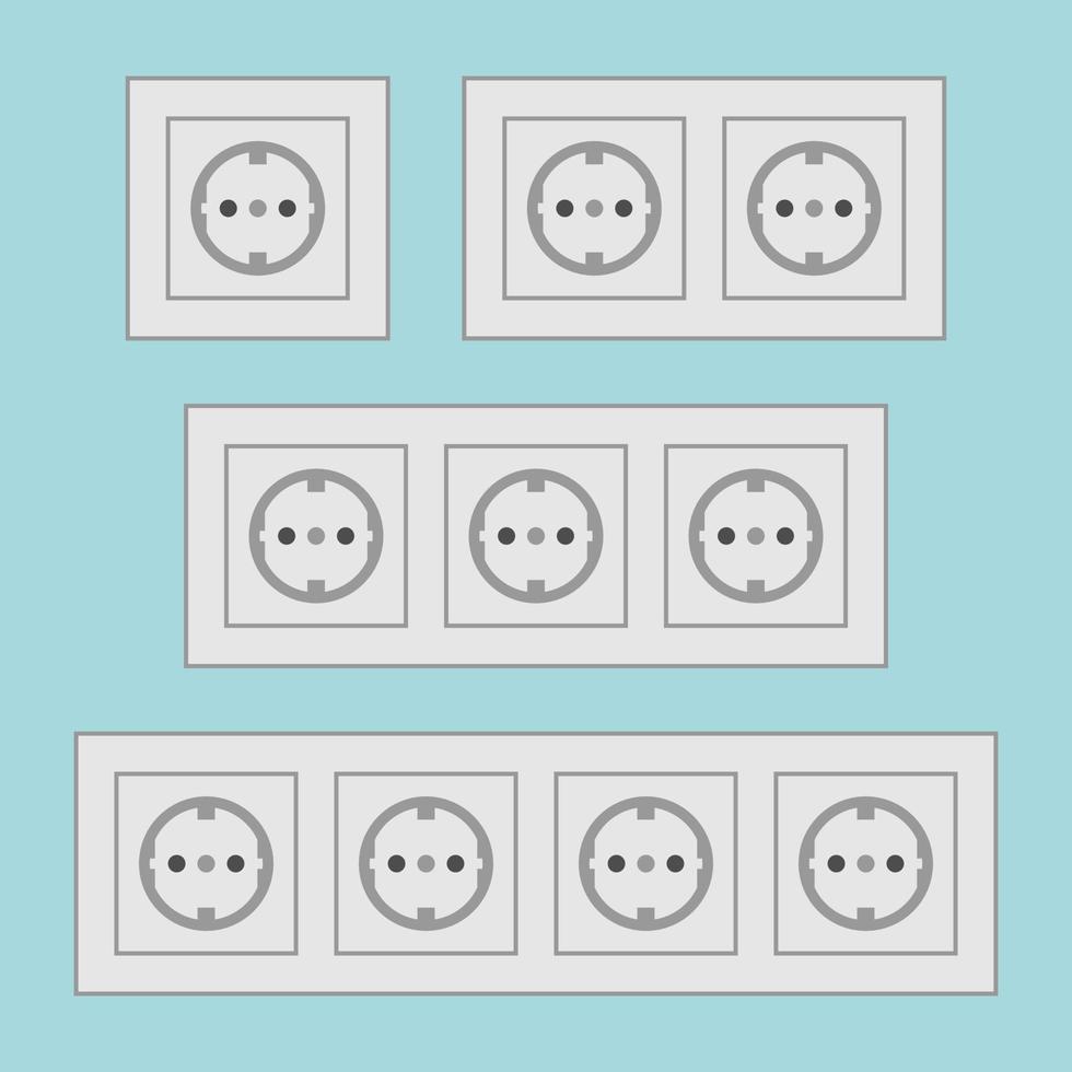 Set of sockets in a flat style. vector