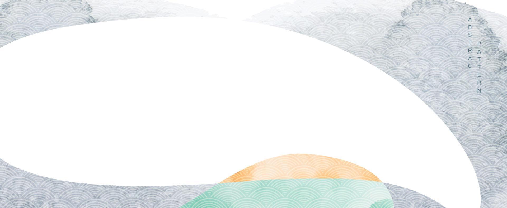 banner abstracto con vector de patrón de onda japonés. papel tapiz ancho de textura de acuarela en estilo vintage.