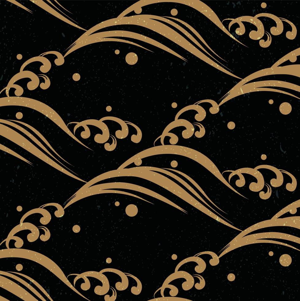 Japanese pattern with geometric background vector. Lines and abstract shape elements with watercolor texture. Curve template in Asian style. vector