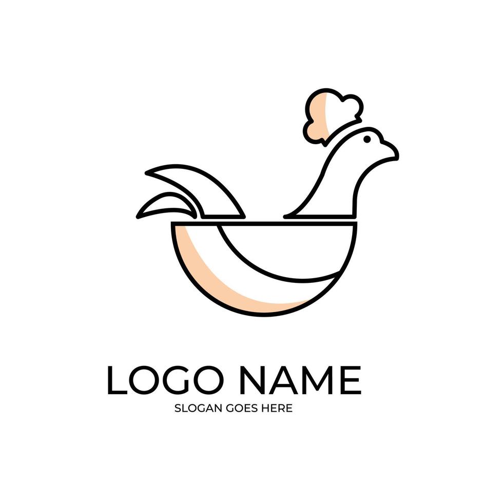 Chicken Bowl Chef Restaurant Cafe Logo vector