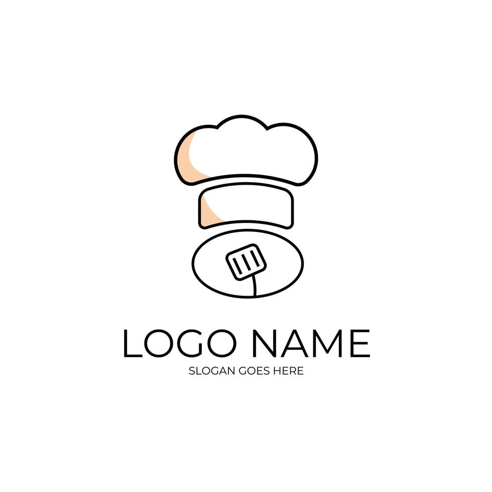 chef sombrero cuchara restaurante cafe logo vector