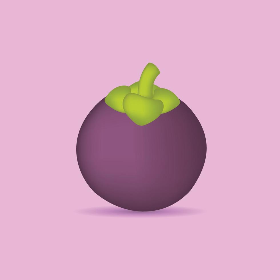 Mangosteen Fruit Vector Illustration