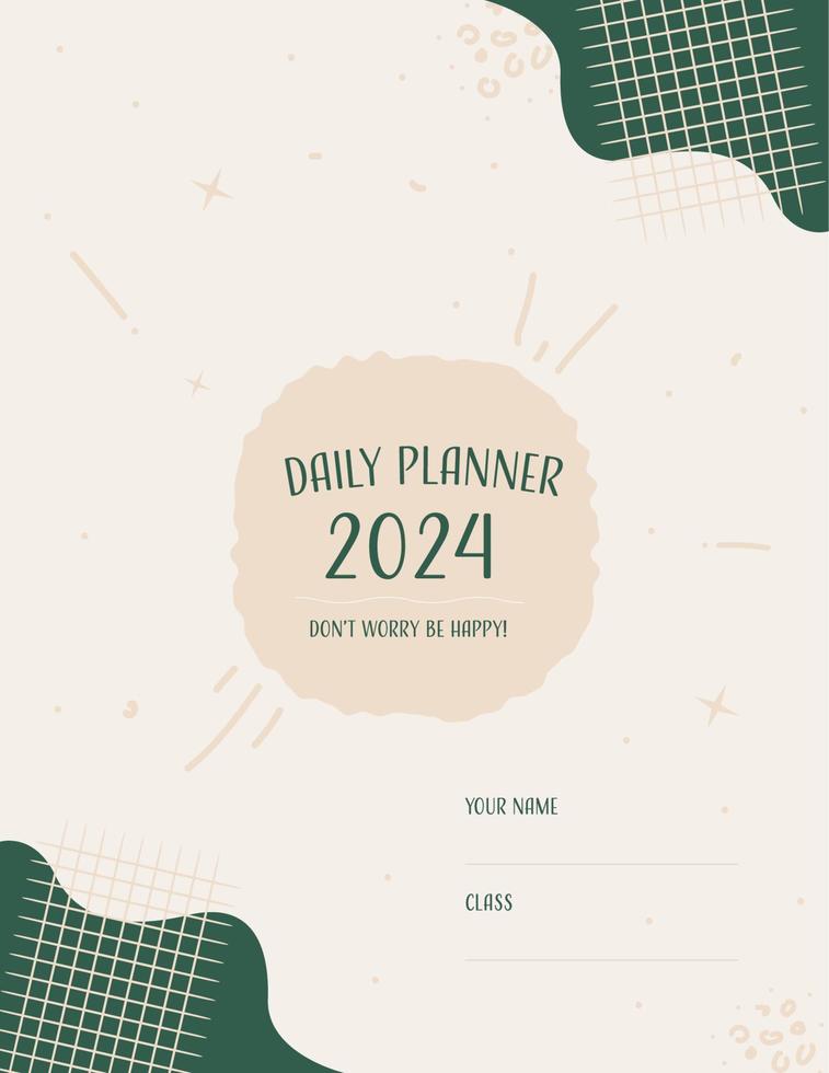 Aesthetic Daily Planner Page Cover Template vector