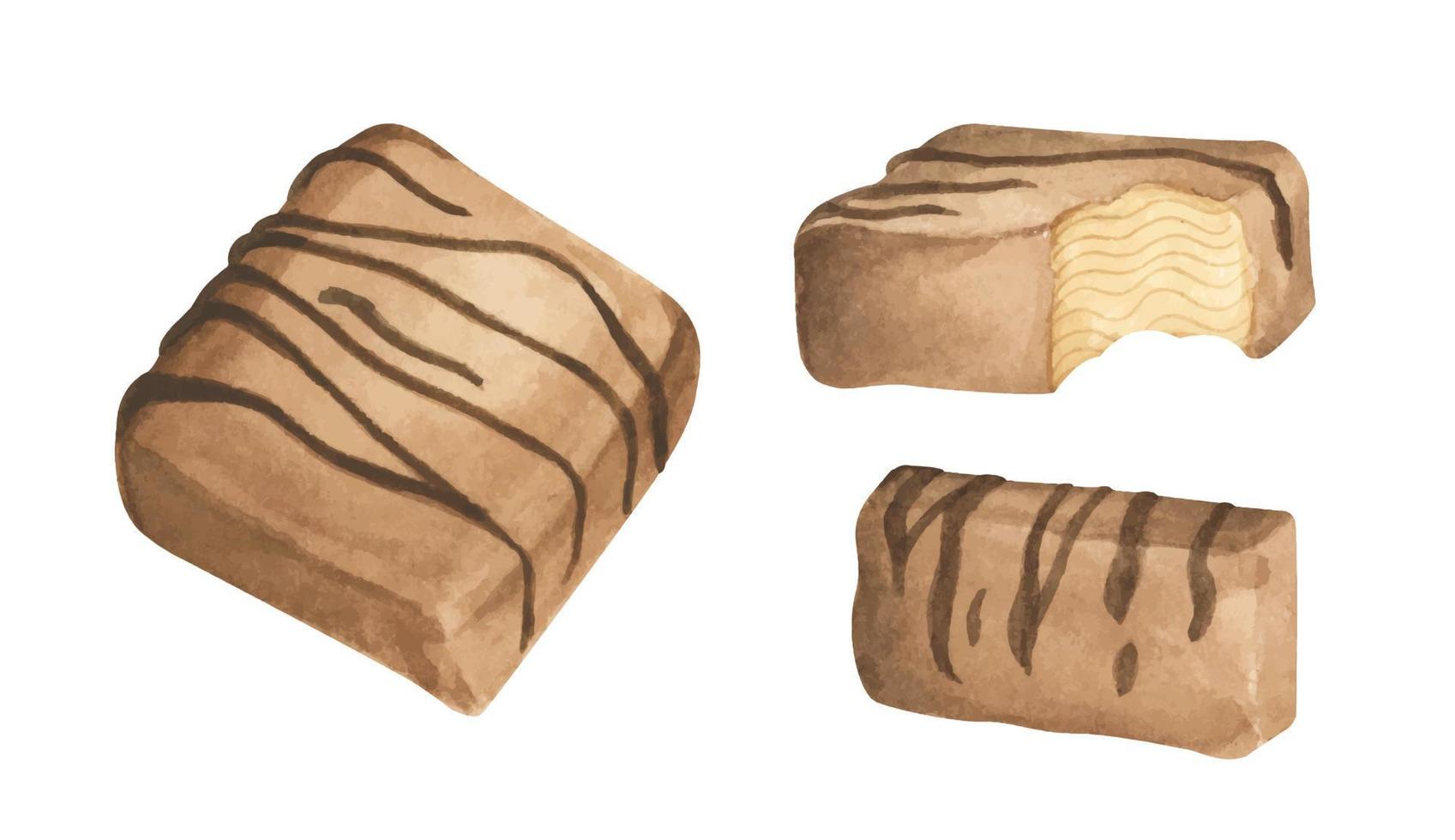 Set of dessert. Watercolor illustration. vector