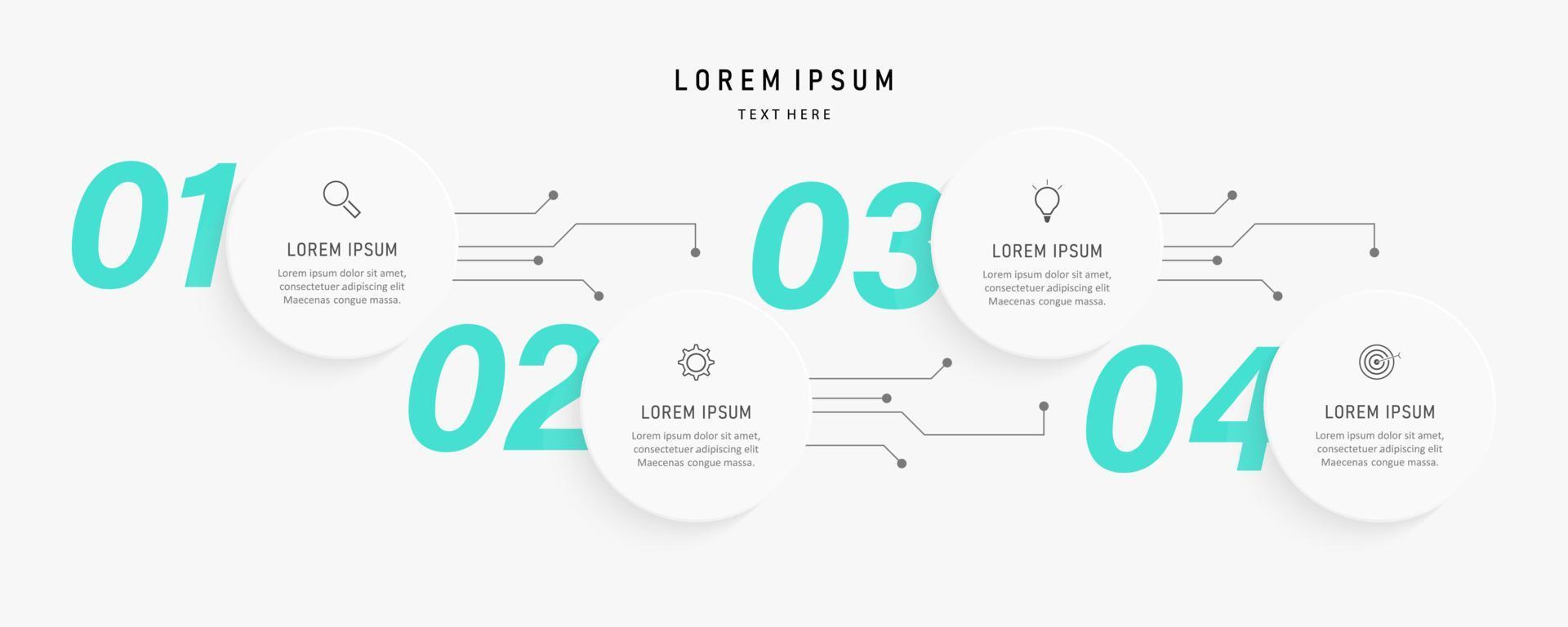 plantilla de diseño de etiquetas infográficas vectoriales con iconos y 4 opciones o pasos. se puede utilizar para diagramas de proceso, presentaciones, diseño de flujo de trabajo, banner, diagrama de flujo, gráfico de información. vector