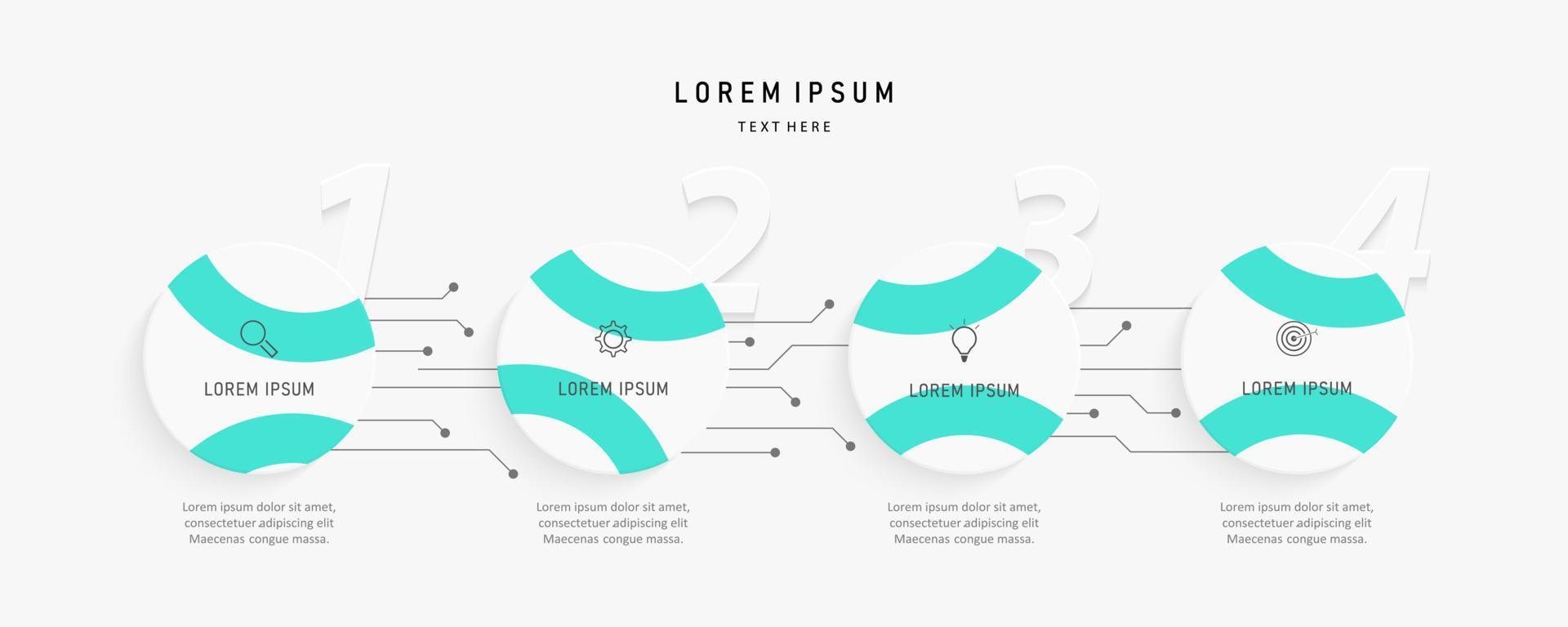 plantilla de diseño de etiquetas infográficas vectoriales con iconos y 4 opciones o pasos. se puede utilizar para diagramas de proceso, presentaciones, diseño de flujo de trabajo, banner, diagrama de flujo, gráfico de información. vector