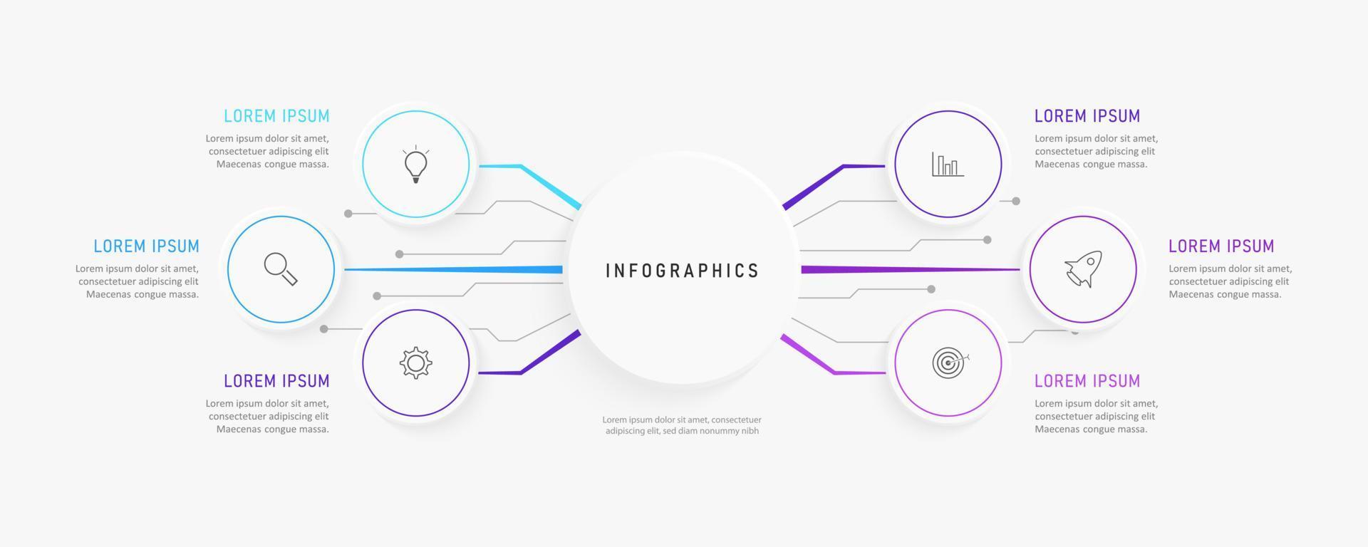Vector Infographic label design template with icons and 6 options or steps. Can be used for process diagram, presentations, workflow layout, banner, flow chart, info graph.