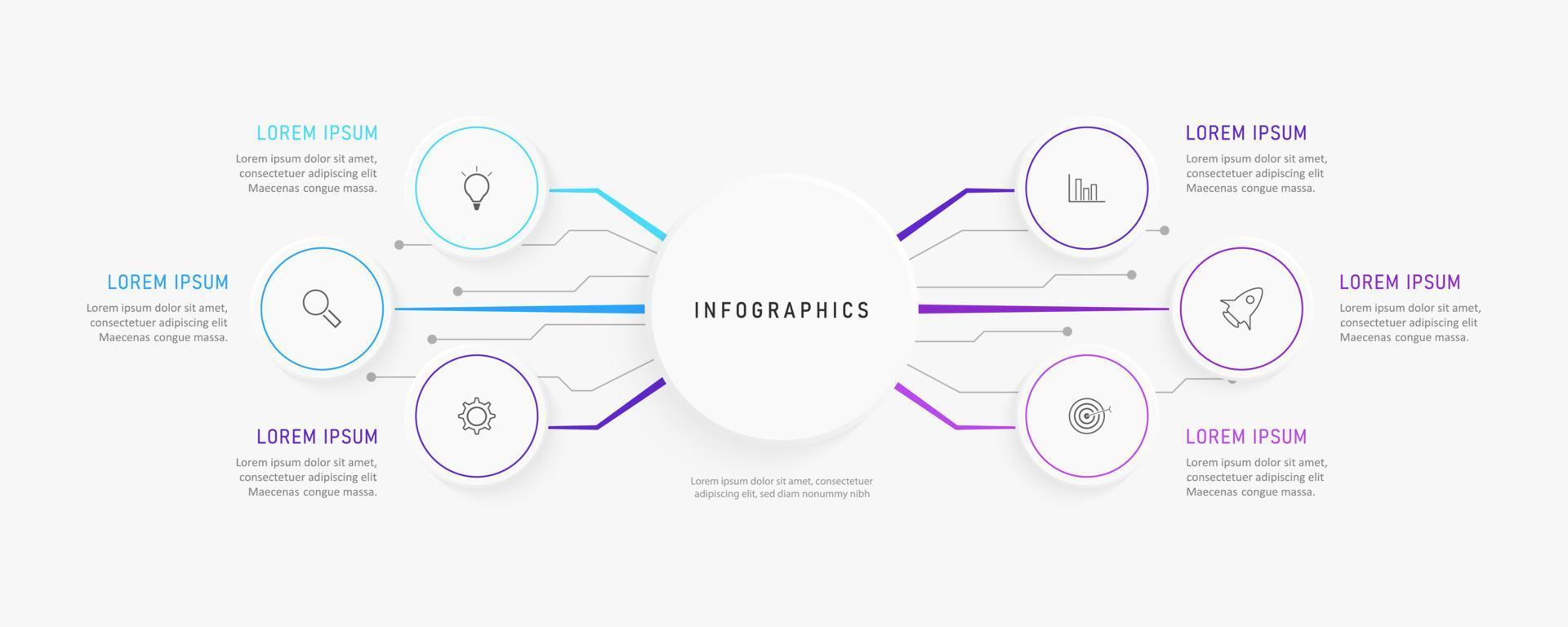 Vector Infographic label design template with icons and 6 options or steps. Can be used for process diagram, presentations, workflow layout, banner, flow chart, info graph.