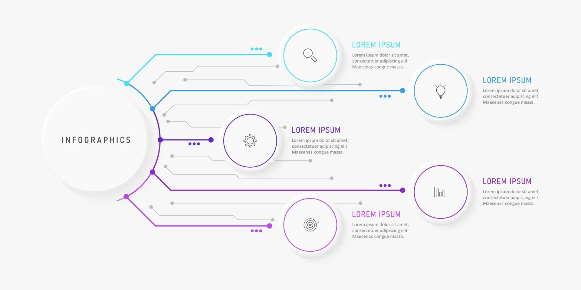 plantilla de diseño de etiquetas infográficas vectoriales con iconos y 5 opciones o pasos. se puede utilizar para diagramas de proceso, presentaciones, diseño de flujo de trabajo, banner, diagrama de flujo, gráfico de información. vector