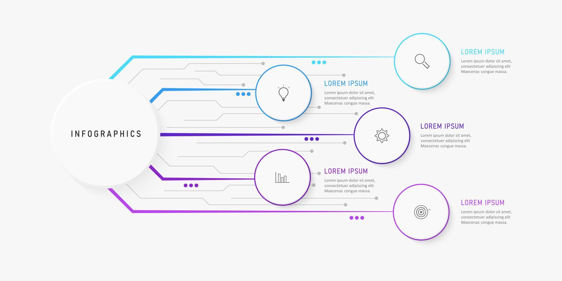 plantilla de diseño de etiquetas infográficas vectoriales con iconos y 5 opciones o pasos. se puede utilizar para diagramas de proceso, presentaciones, diseño de flujo de trabajo, banner, diagrama de flujo, gráfico de información. vector