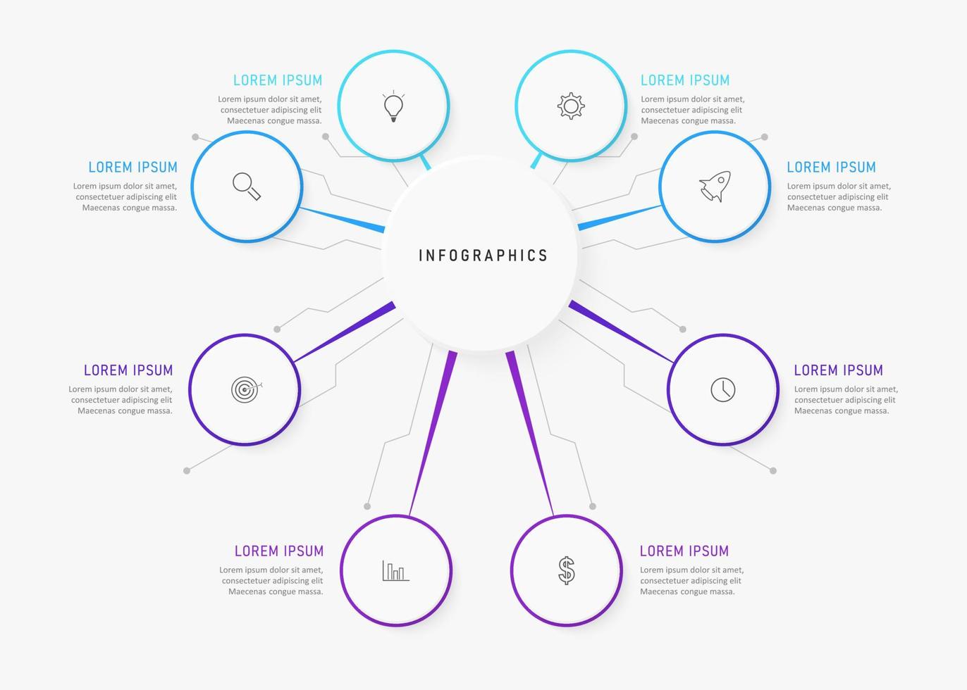 Vector Infographic label design template with icons and 8 options or steps. Can be used for process diagram, presentations, workflow layout, banner, flow chart, info graph.