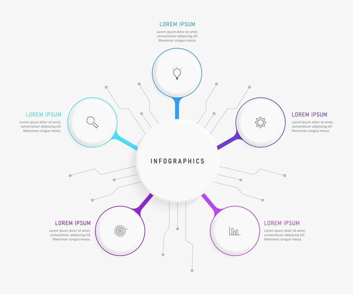 Vector Infographic label design template with icons and 5 options or steps. Can be used for process diagram, presentations, workflow layout, banner, flow chart, info graph.