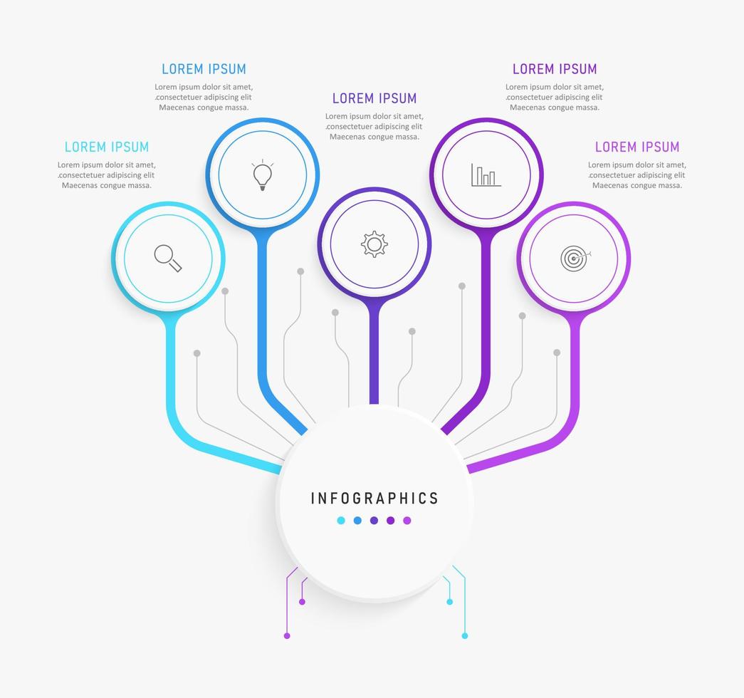 Vector Infographic label design template with icons and 5 options or steps. Can be used for process diagram, presentations, workflow layout, banner, flow chart, info graph.