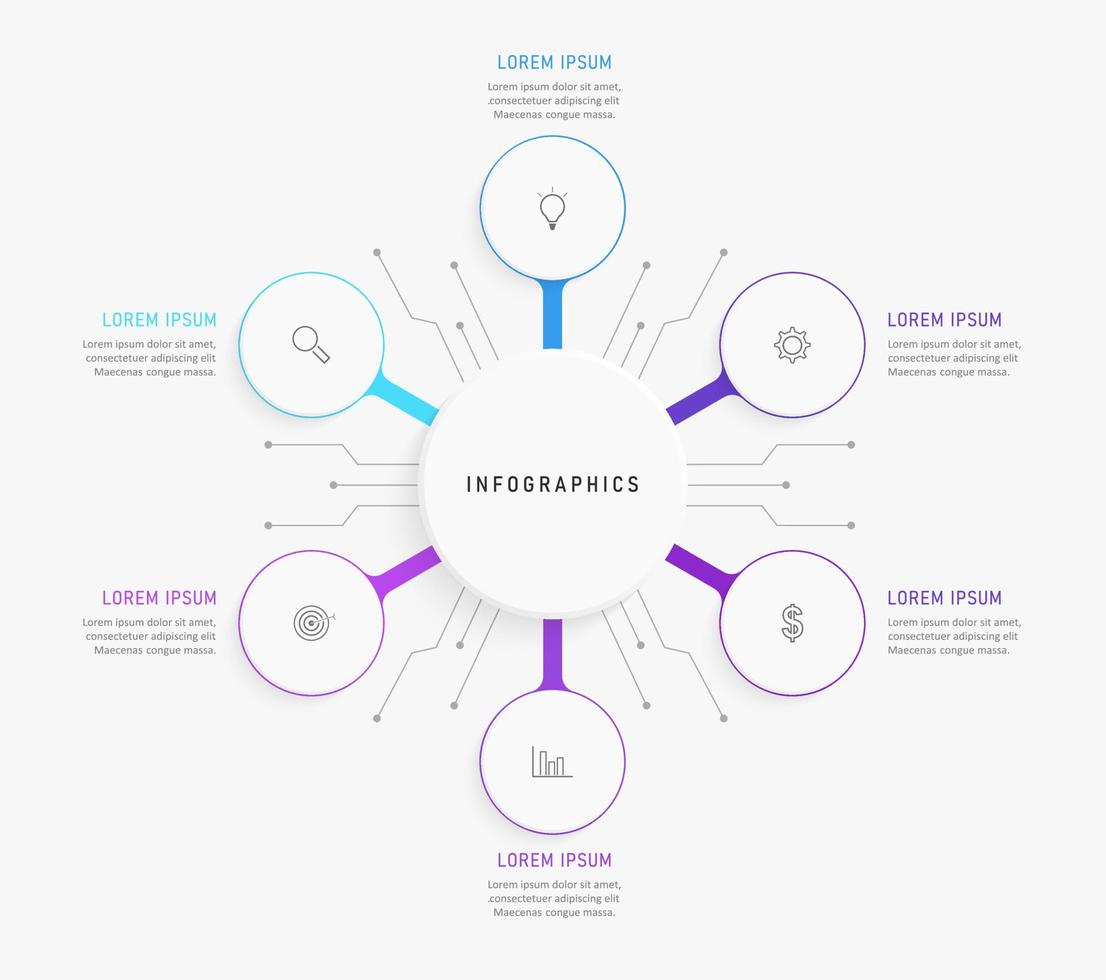 Vector Infographic label design template with icons and 6 options or steps. Can be used for process diagram, presentations, workflow layout, banner, flow chart, info graph.