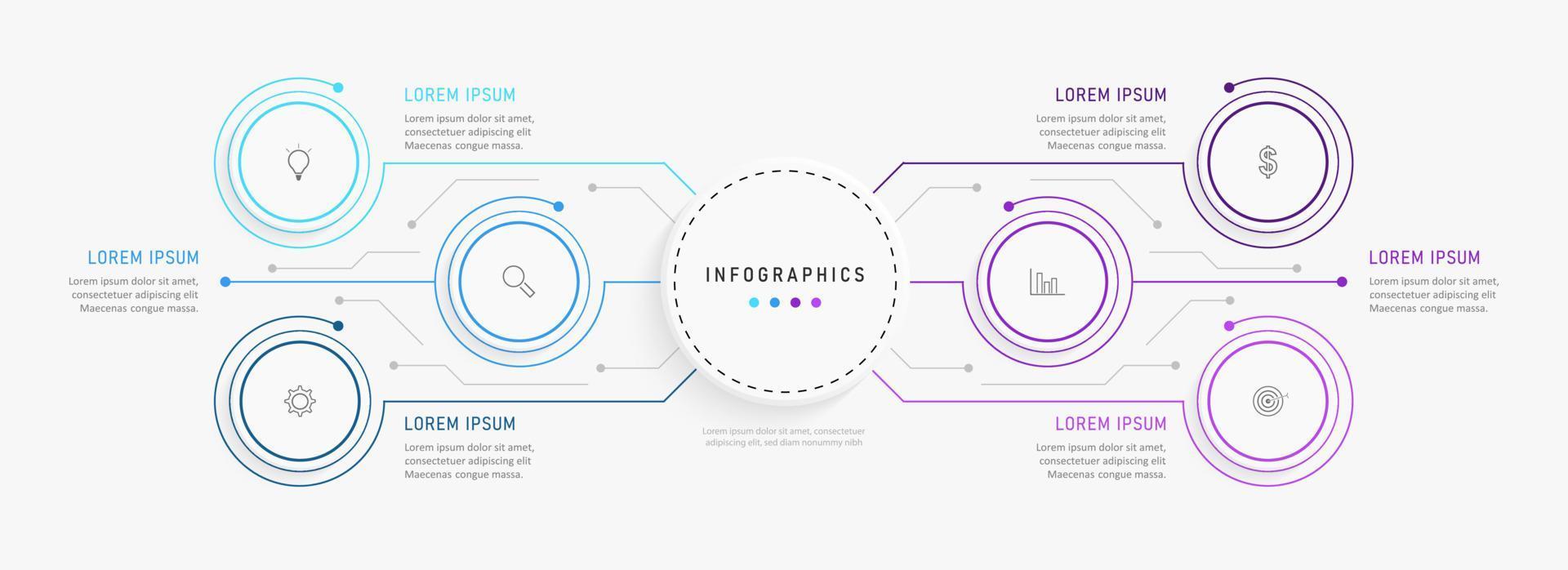 Vector Infographic label design template with icons and 6 options or steps. Can be used for process diagram, presentations, workflow layout, banner, flow chart, info graph.