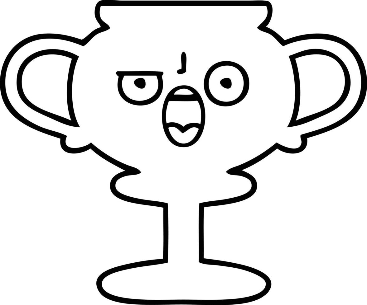 line drawing cartoon trophy vector