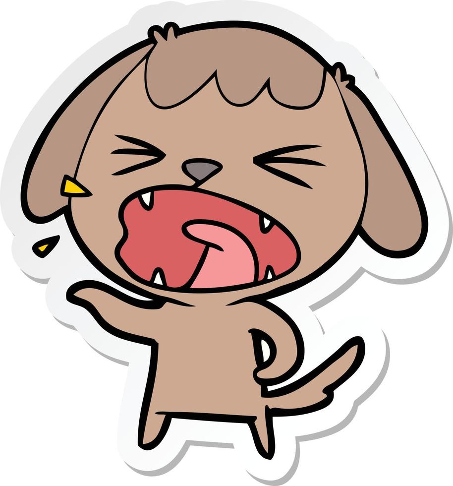 sticker of a cute cartoon dog barking vector