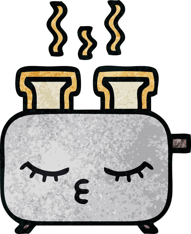 retro grunge texture cartoon of a toaster vector