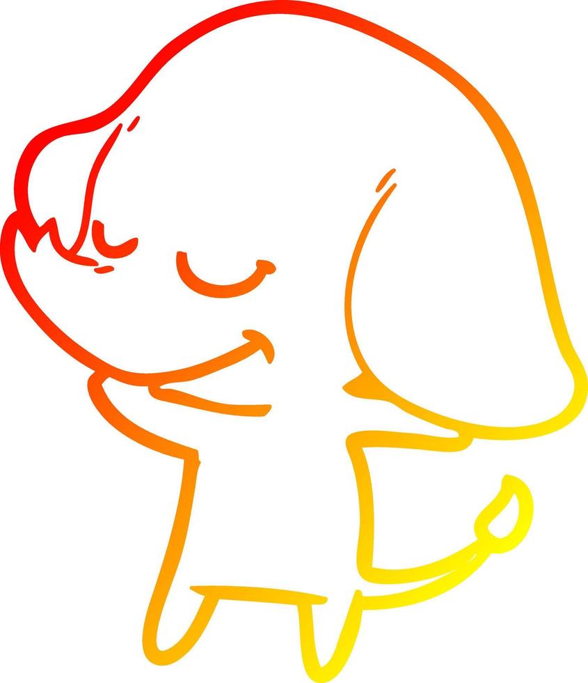 warm gradient line drawing cartoon smiling elephant vector