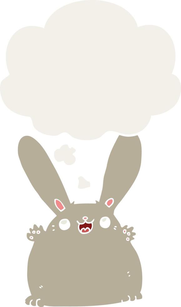 cartoon rabbit and thought bubble in retro style vector