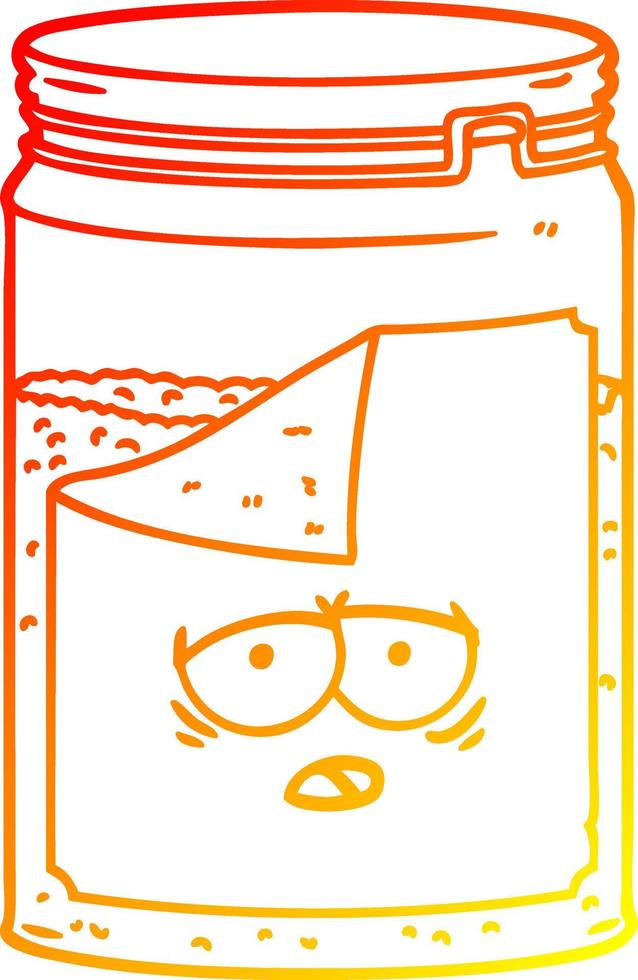 warm gradient line drawing cartoon glass jar vector