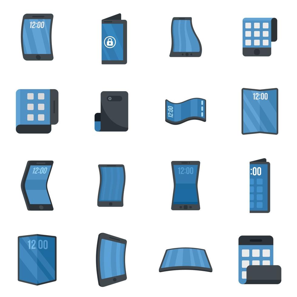 Flexible screen icons set flat vector isolated
