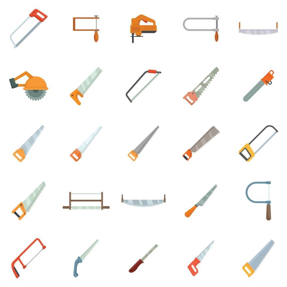 Saw icons set flat vector isolated