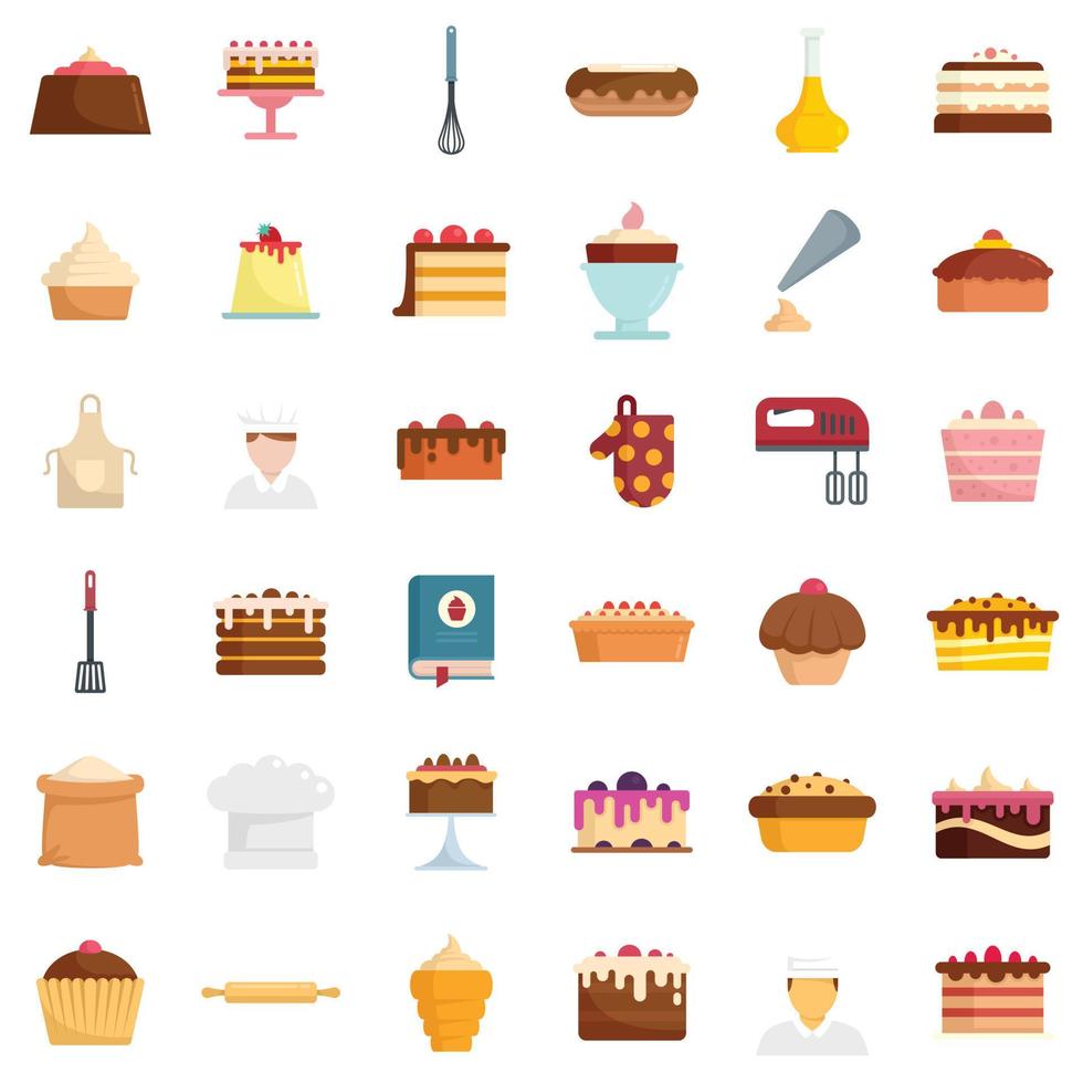 Confectioner icons set flat vector isolated