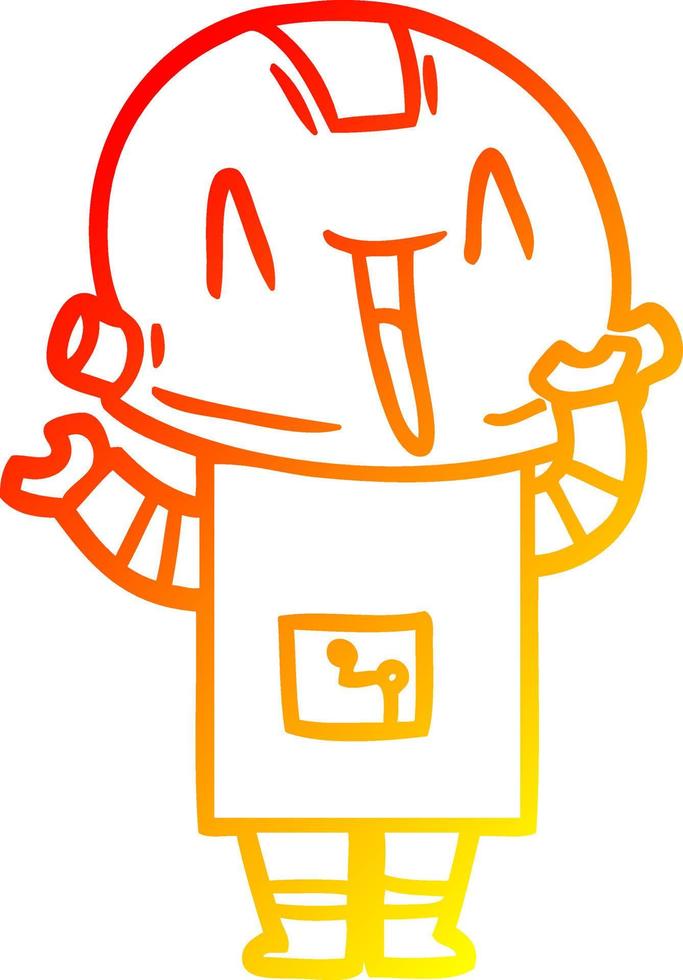 warm gradient line drawing cartoon robot vector