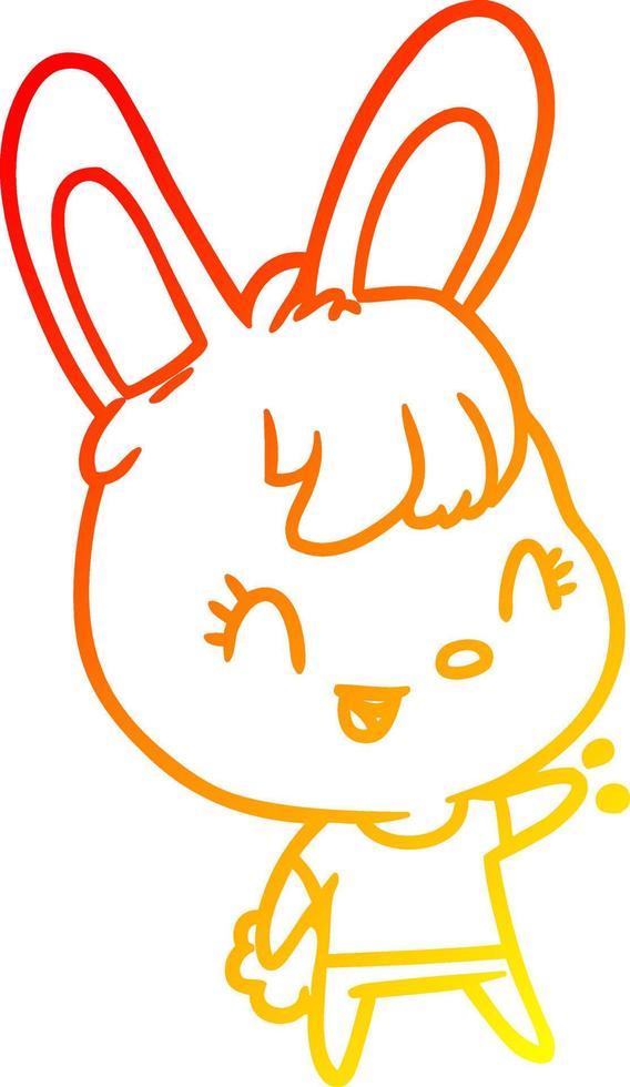 warm gradient line drawing cute rabbit vector