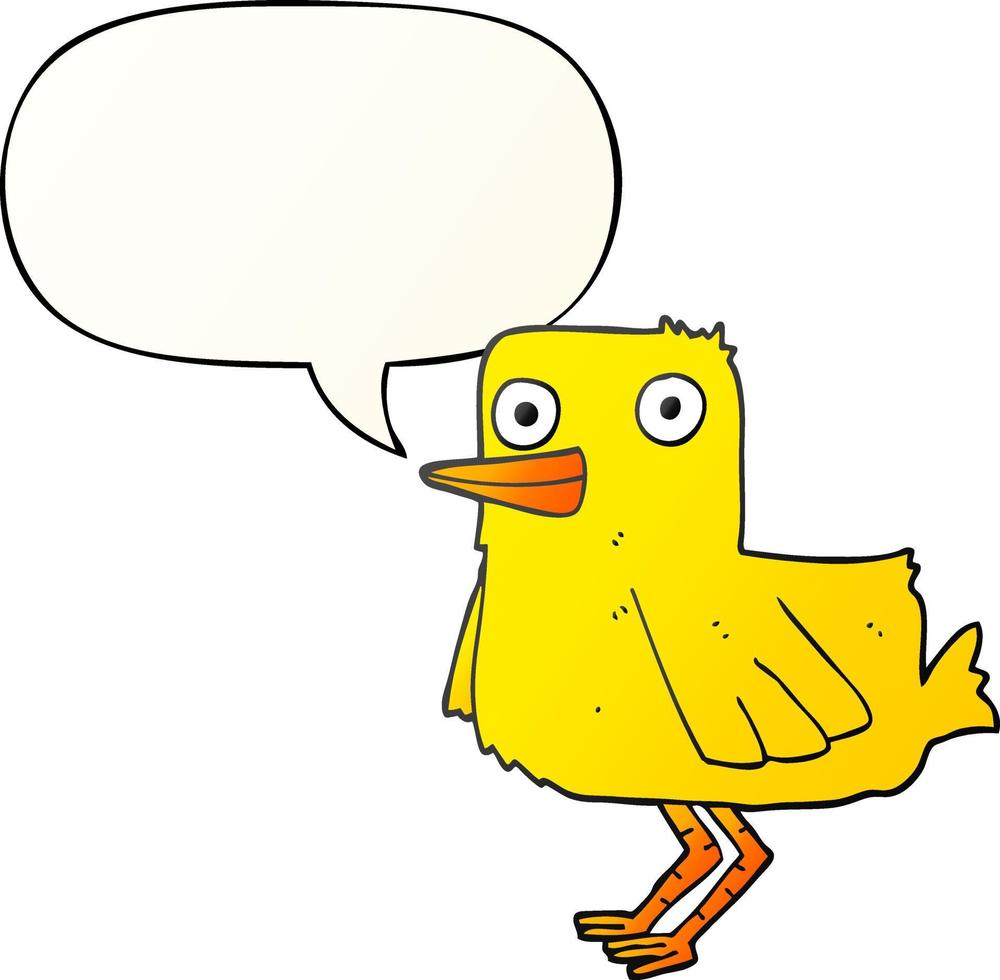 cartoon duck and speech bubble in smooth gradient style vector