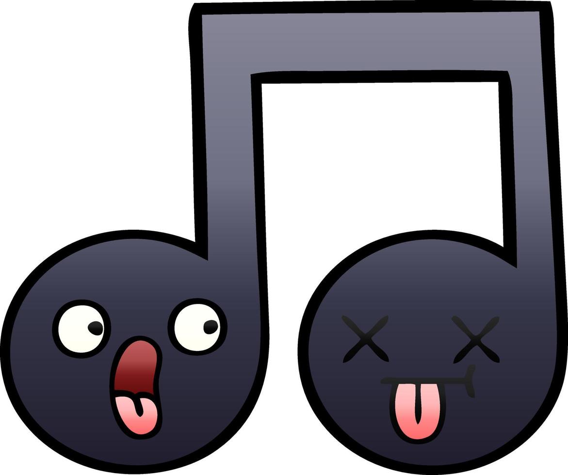 gradient shaded cartoon musical note vector