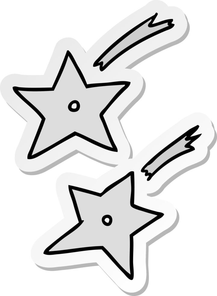 sticker cartoon doodle of ninja throwing stars vector