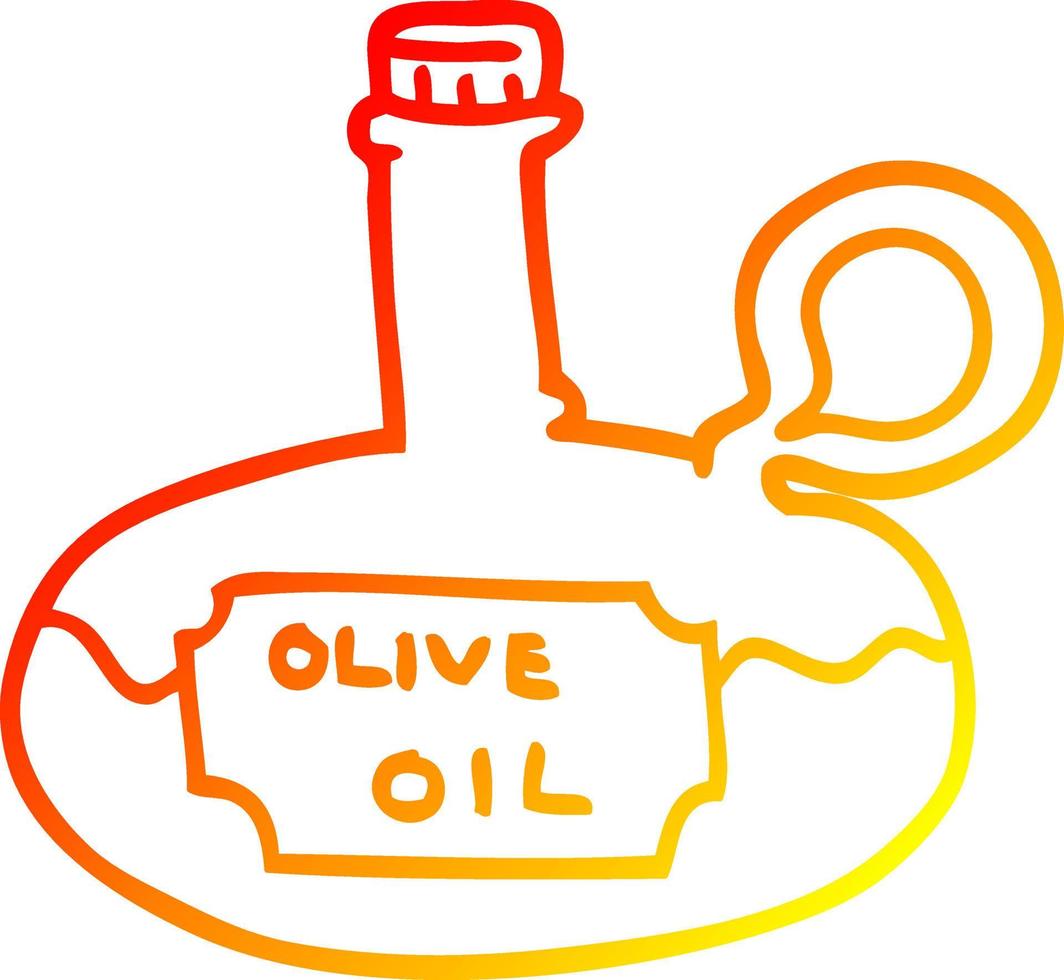 aceite de oliva de dibujos animados de dibujo lineal de gradiente cálido vector