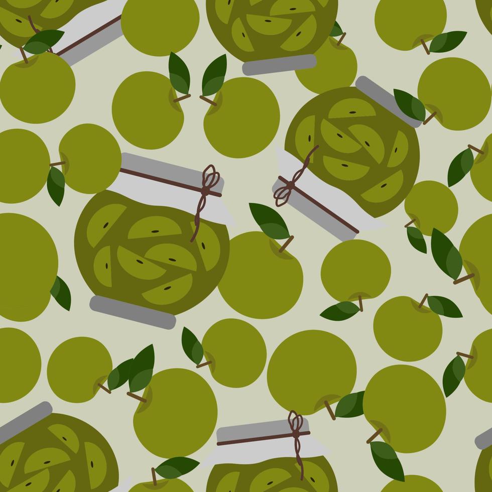 Seamless background with apple jam and apples vector