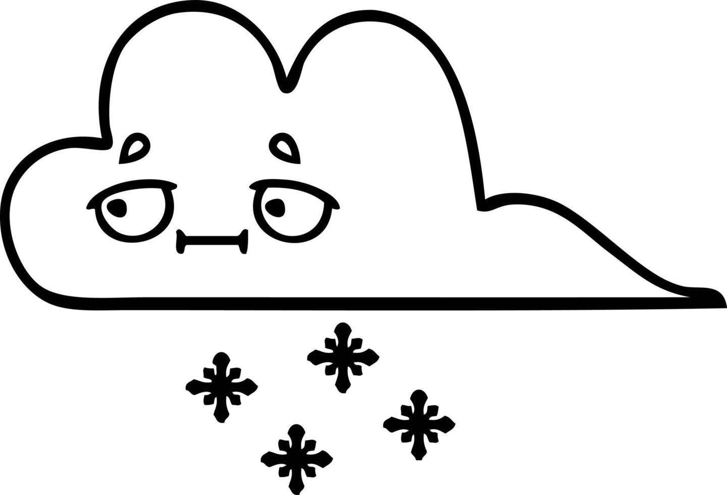 nube de nieve de dibujos animados de dibujo lineal vector