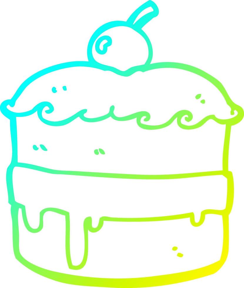 cold gradient line drawing cartoon cake vector