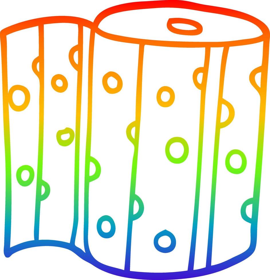 rainbow gradient line drawing cartoon kitchen roll vector