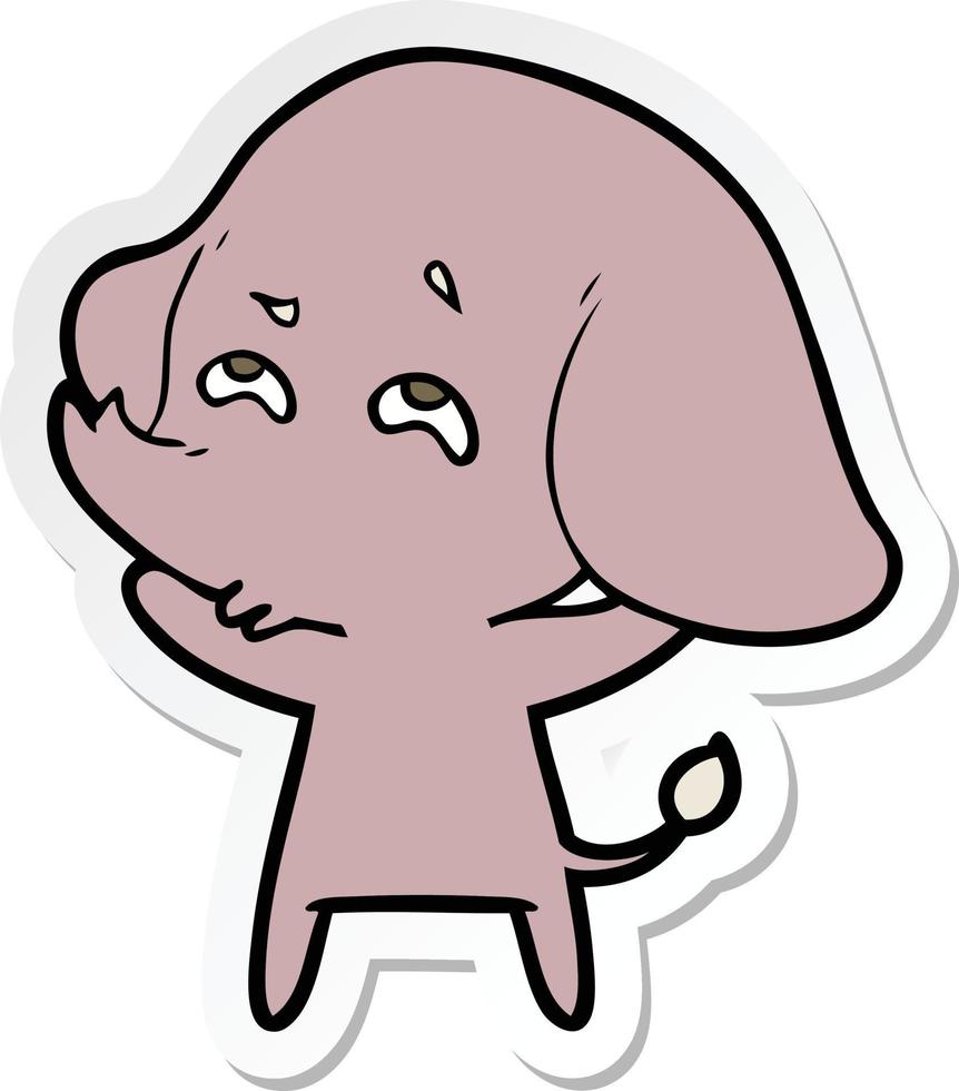 sticker of a cartoon elephant remembering vector