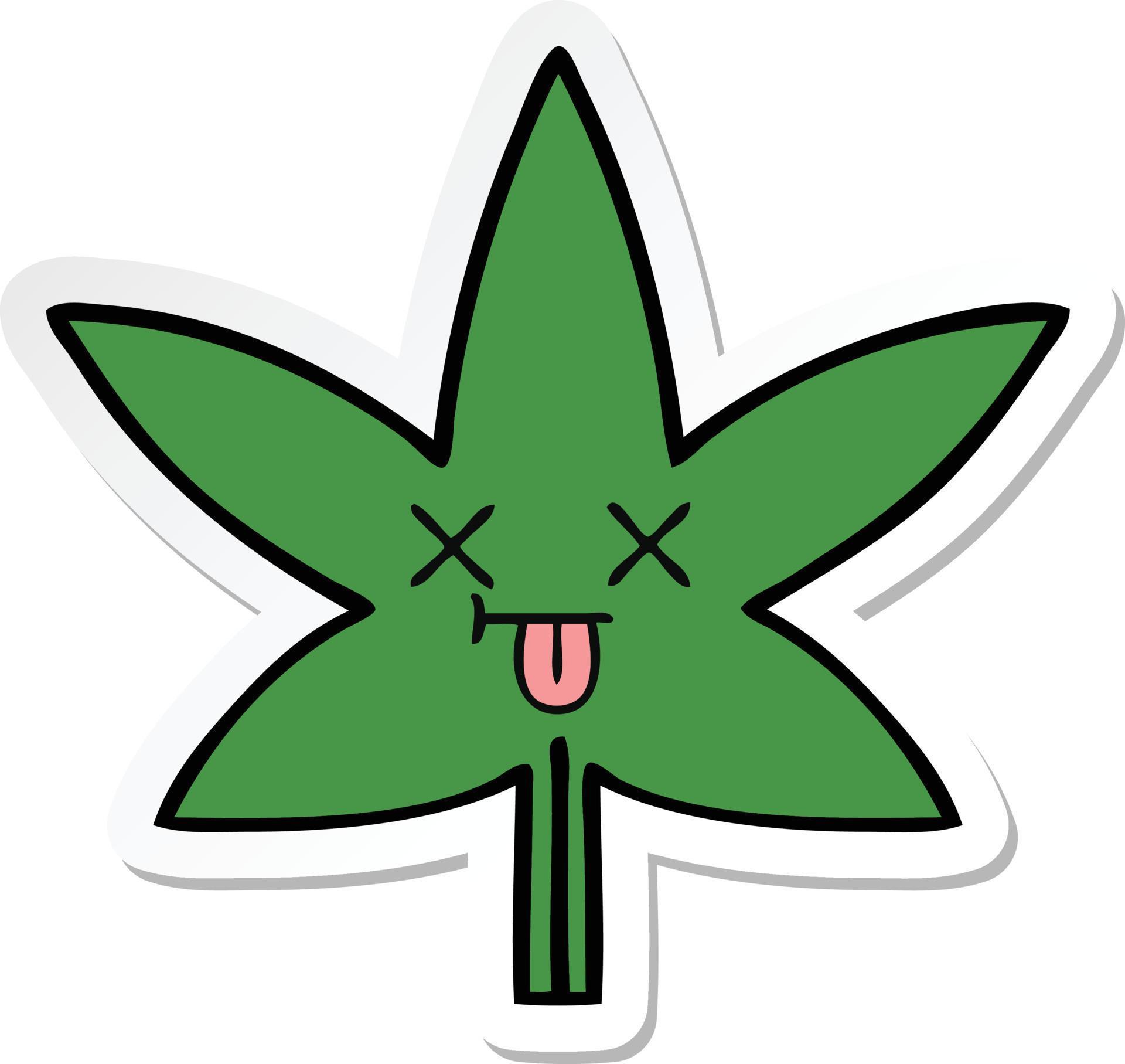 sticker of a cute cartoon marijuana leaf 8634309 Vector Art at Vecteezy