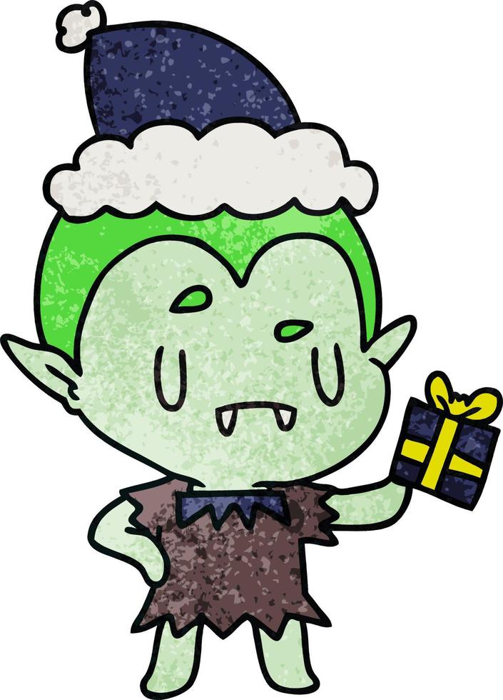 christmas textured cartoon of kawaii vampire vector