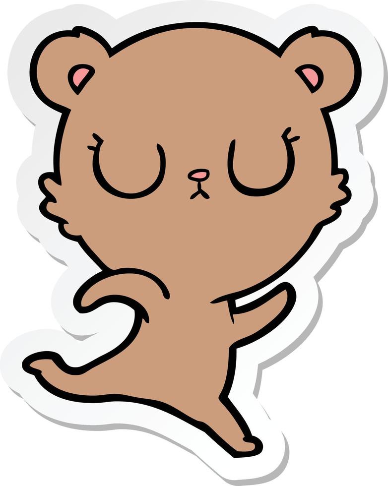 sticker of a peaceful cartoon bear running vector