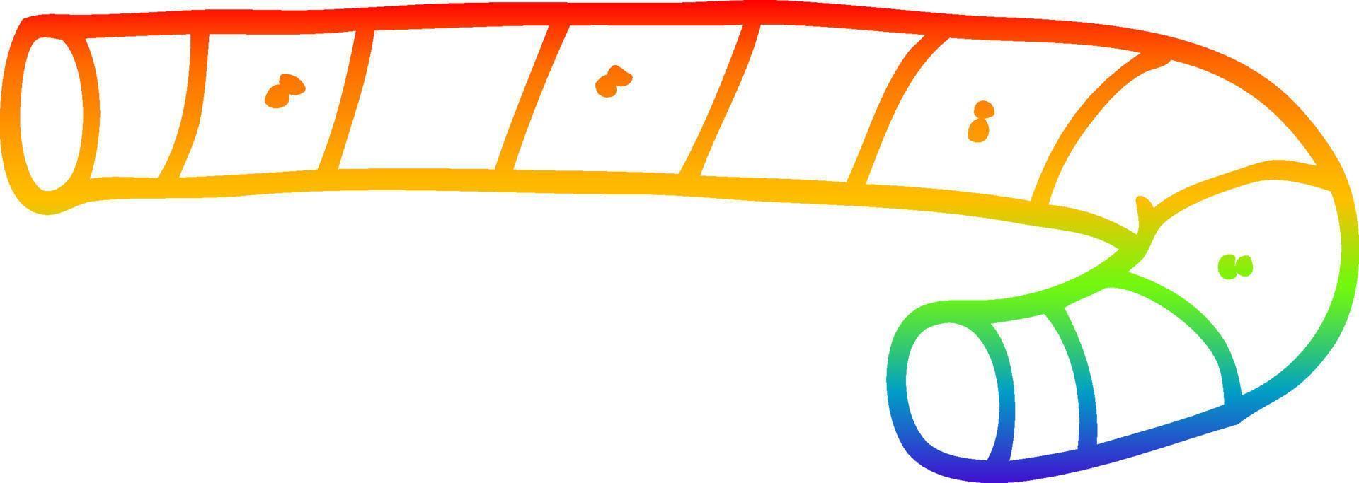 bastón de caramelo de dibujos animados de dibujo de línea de gradiente de arco iris vector