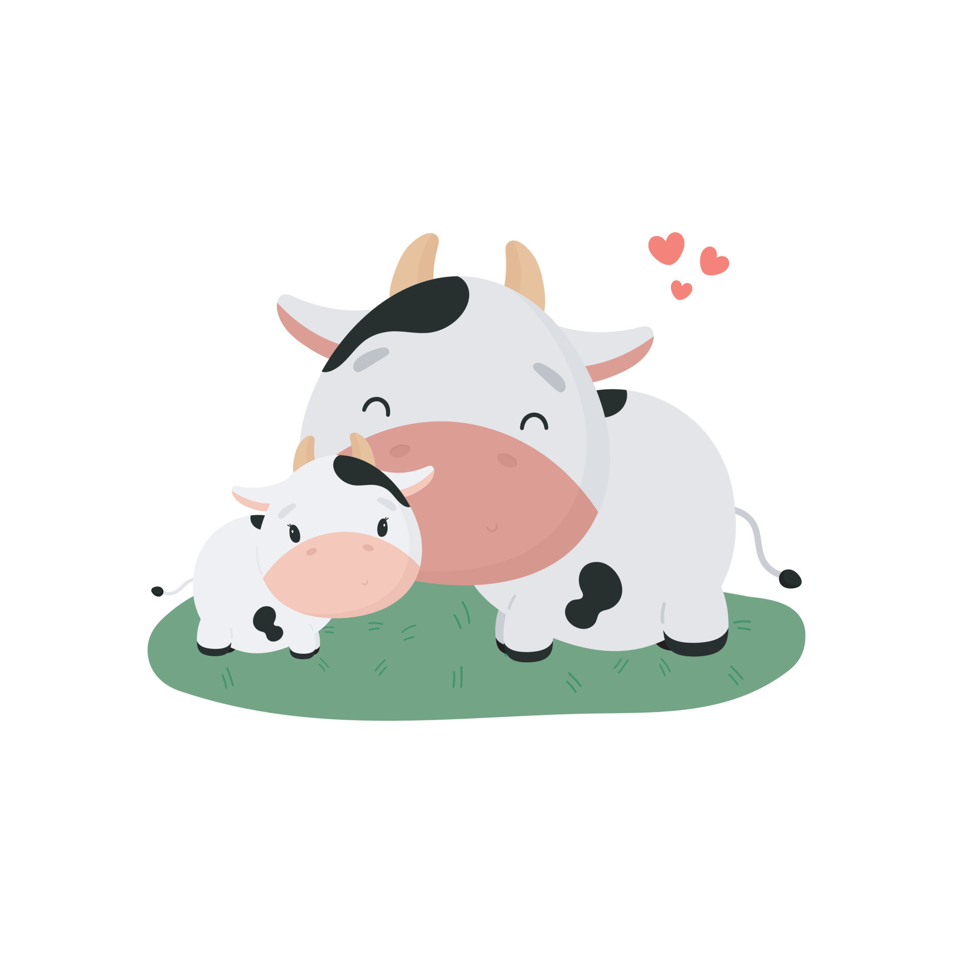 Cute Cow with baby. Cartoon style. Vector illustration. For kids stuff,  card, posters, banners, children books, printing on the pack, printing on  clothes, fabric, wallpaper, textile or dishes. 8634361 Vector Art at