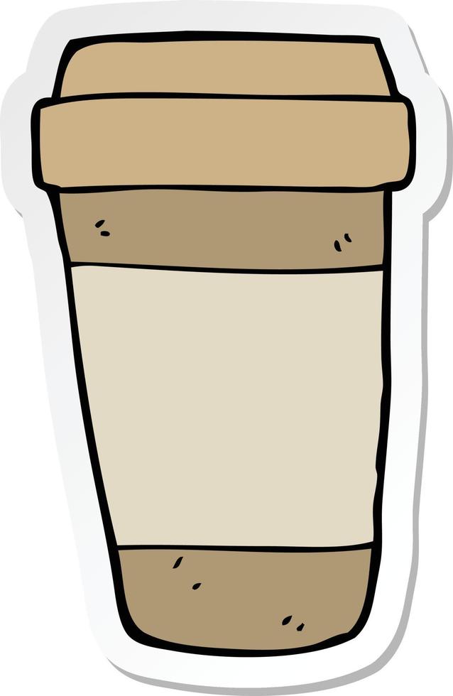 sticker of a cartoon coffee cup vector