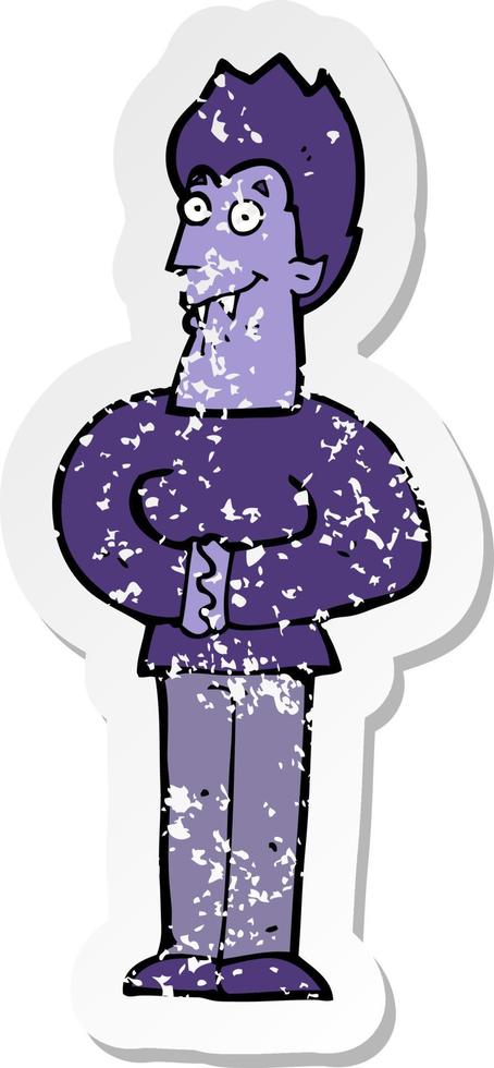 retro distressed sticker of a cartoon vampire vector